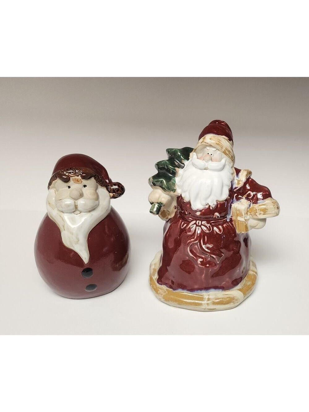Santa Claus Ceramic Figure Glazed Tree Lots Of 2